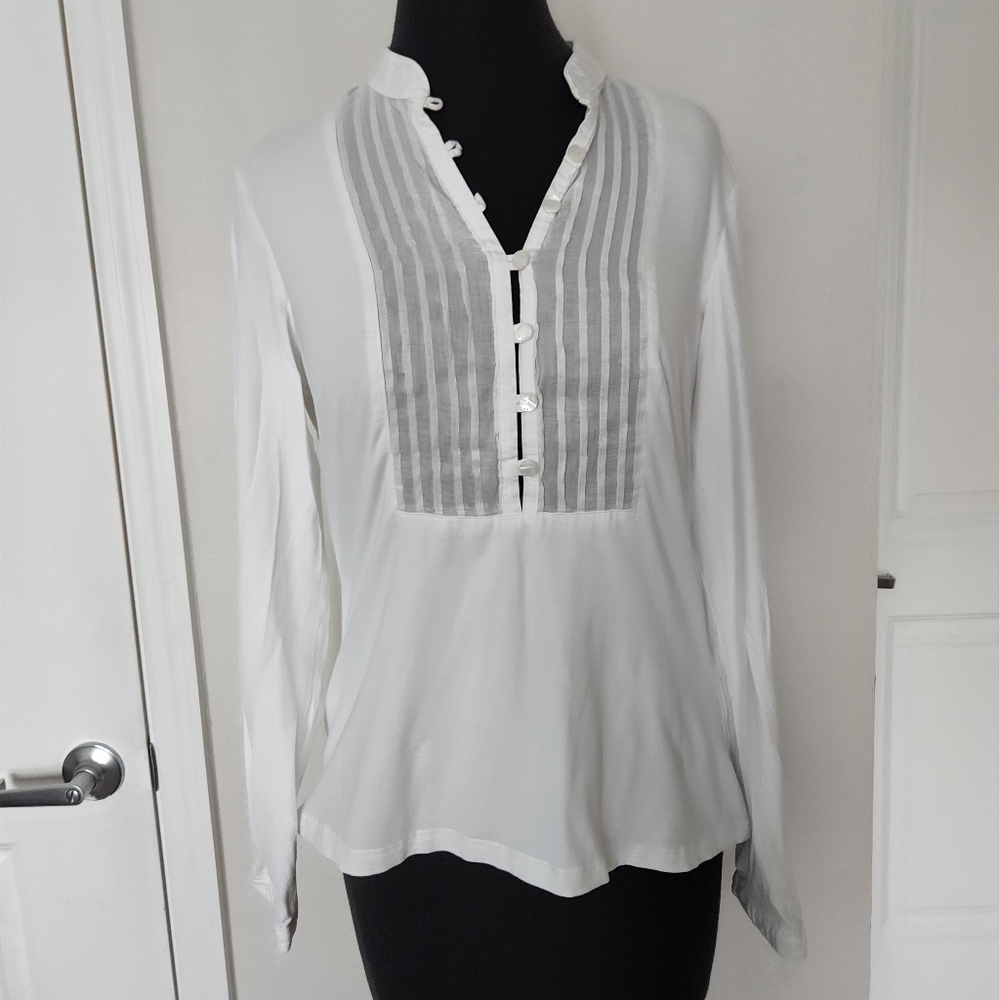 Anne Fontaine Elegant White Blouse with Button Detail